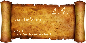 Lax Ivána névjegykártya